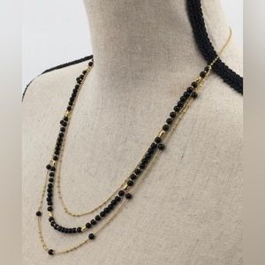 Gorjana Multi-Layer Onyx Necklace Black/Gold color Adjustable. NWOT.